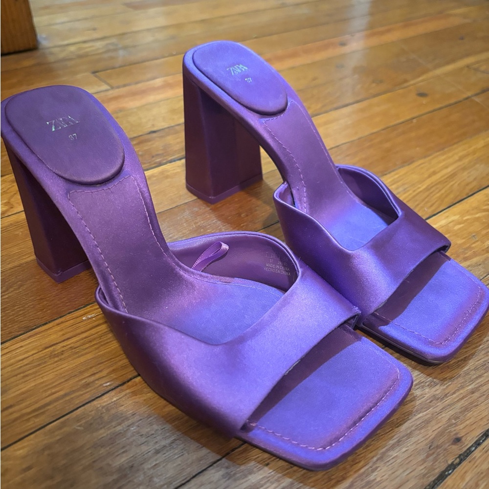 Purple Zara Square Toe Heels sz 37